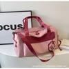 Bolsa Tote Colorblock Portátil de Grande Capacidade Feminina 2024 Nova Casual Leve para Viagem Bolsa de Lona Bolsa Transversal para o Dia a Dia