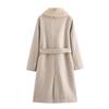 Ropa de mujer transfronteriza de Amazon Europa y Estados Unidos otoño e invierno nuevo abrigo largo con cuello de piel sintética abrigo de tweed 3046353