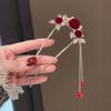 Horquilla china con forma de U y borlas para el pelo, accesorio antiguo para el pelo, estilo Hanfu Cheongsam, Año Nuevo