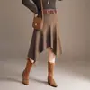 Elegante y chic falda asimétrica para mujer, nueva colección otoño 2026, de talle alto, adelgazante, color liso, corte holgado, versátil falda midi