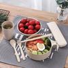 Tigela para Macarrão Instantâneo de Palha de Trigo com Tampa Utensílios de Mesa Tigela para Dormitório de Estudante Conjunto de Hashis, Garfo e Colher Tigela para Macarrão Instantâneo com Tampa