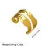 Pulsera de Acero Inoxidable Chapado en Oro de 18K de Estilo Nuevo Europeo y Americano que Conserva el Color para Mujer, Pulsera Abierta de Acero de Titanio con Diseño de Flor y Hoja de Gama Alta