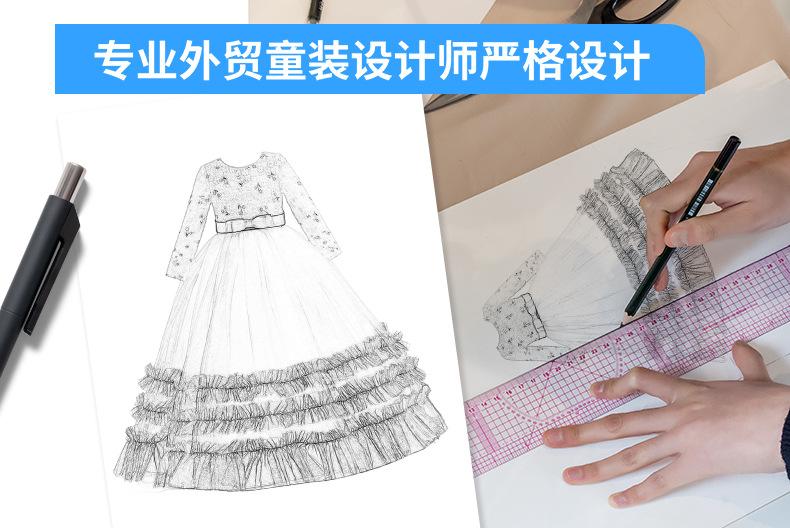 儿童生日礼服,圣诞礼服,长袖长裙