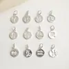 Plata de ley s925 Colgante de las Doce Constelaciones Pulsera de Cuerda Trenzada con Cuentas Hecha a Mano DIY Collar Colgante de Placa Redonda Accesorios de Joyería