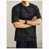 Camiseta de Moda con Cuello Redondo para Hombre, Verano, Estampado de Letras, Tie-Dye, Manga Corta, Casual, Hombros Caídos, Top Holgado