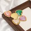 Colgante de Corazón de Acero Inoxidable con Goteo de Aceite de Color Esmalte DIY Joyería de Accesorios Colgantes para Collares y Pendientes de Gama Alta de Nicho 18K