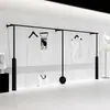 Cabide de Parede Preto Exibidor de Roupas Rack de Ferro Pintado Loja de Roupas Masculinas e Femininas Cabide de Chão