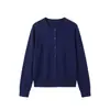 Cardigan Tejido Maven Lin Elegante e Intelectual Hilo Yangzi 100% Lana Finamente Hilada Lavable a Máquina Suéter de Punto para Mujer Cuello Redondo