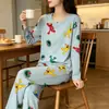 Liquidação de Fábrica Pijama de Bem-Estar Primavera e Outono Feminino Casual Confortável Estilo Lady Manga Longa Calças Conjunto de Duas Peças Roupa de Casa