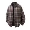 Camisa de Cuadros Nuevo Estilo Transfronteriza para Hombre de Manga Larga Retro Holgada Estilo Hong Kong Casual Versátil Chaqueta para Hombre