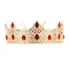 Coroa Elegante Dourada e Vermelha para Homens e Mulheres Simples Multicolorida Redonda Tiara de Rei Rainha para Aniversários Casamentos e Ocasiões Especiais Adorno de Cabeça de Coroa de Rei