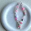 Funda Universal para Teléfono Móvil Ins Girly Heart Linda Dibujo Animado Rosa Kt con Cuentas Cadena para Colgar DIY Cadena para Colgar Colgante Cámara CCD