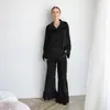 Conjunto de Pijama Longo Verde Quente de Veludo Coreano com Babados e Mangas Longas para o Inverno de 2026, Roupa de Casa Estilo Europeu e Americano