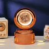 Bola de Cristal Transfronteiriça Base Giratória com Textura de Madeira Luminária Noturna Brilhante Lâmpada do Céu Estrelado 3D Decoração de Mesa Presente Criativo de Feriado