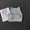 Top de yoga de alta intensidade com top modelador de costas à prova de choque embutido, com bojos, adequado para corrida ao ar livre e fitness, colete esportivo feminino