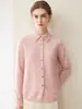 Cardigan de tricô liso de manga comprida para outono/inverno, novo estilo, com gola de lapela, elegante e adequado para o trabalho.