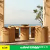Sofá de Teca para Exterior Impermeável Proteção Solar Pátio de Villa Terraço de Hotel Sala de Sol Externa Combinação de Sofá de Teca