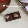 Industria Pesada Coreana Joyería Plata Brillante S925 Plata de Ley Corazón Pendientes Asimétricos Diseño de Nicho Pendientes de Alta Gama para Mujer