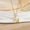 Collar colgante con diseño de flor de circón microincrustado de comercio exterior transfronterizo para mujer, chapado en cobre, oro real de 18 quilates, moda, Joker, sentido de alta gama