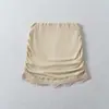 Ropa de mujer transfronteriza al por mayor 2026 verano nuevo estilo europeo y americano moda ajustada encaje patchwork plisado bodycon falda