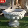 Maceta tallada en piedra Maceta de mármol Maceta de piedra óxido amarillo Maceta estilo europeo Maceta para patio de villa Lavabo de arena dorada Maceta de mármol blanco