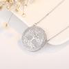 Colar Árvore da Vida em Prata com Diamantes Microincrustados, Pingente Redondo Vazado, Corrente para Clavícula Feminina, Joias Estilo Europeu e Americano, Cobre Banhado a Platina