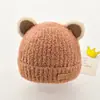 Gorro de bebé con diseño de nariz de oso, gorro tejido lindo de invierno para niños y niñas, gorro cálido para bebés y niños pequeños