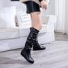 Comércio exterior transfronteiriço tamanho grande 2022 Novas botas femininas Botas femininas Estação Europeia Cor sólida Botas altas plissadas Europa e América