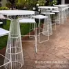 Mesa Redonda de Cóctel Espacio Comercial Moderno, Mesa Redonda Color Dorado, Mesa Creativa para Pasteles de Patas Altas, Taburetes para Barra de Casa
