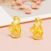 Pendientes vintage de imitación de oro con forma de flor, elegantes pendientes de rosa sencillos coreanos chapados en cobre y oro para mujer, venta al por mayor