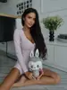 Europeu e Americano Puro Desejo Retrô Verão Novo Macacão Decote V Manga Longa Macacão Respirável Macacão Sexy Slim