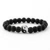 Pulsera Chao Brand Tai Chi Yin y Yang Esmerilada Color de Contraste Blanco y Negro Esmerilada Hecha a Mano con Cuentas Pulsera Mejor Amigo de Pareja