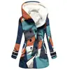 Casaco Trench Coat Feminino 2023 Novo, Quente para o Inverno, Estilo Europeu e Americano, Patchwork Colorido, Com Capuz, Venda Quente Transfronteiriça, Atacado