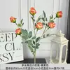 Rosas Artificiales Pequeñas Vintage de Múltiples Cabezas con Bordes Quemados, Flores de Rosa Griegas de Alta Calidad para Boda y Decoración de Exportación