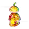 Decoración de Halloween de Productos Nuevos Transfronterizos Suministros Decoraciones de Escritorio Coloridas Calavera Doble Calabaza Manualidades de Cristal Adornos de Vidrio