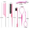 Traje de peluquería transfronterizo juego de siete piezas peine de cola puntiaguda de aguja de acero cepillo doble para cejas cepillo de borde peine para el cabello pinza de cocodrilo pasador para el cabello