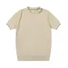 2025 Moda Masculina Primavera y Otoño Manga Corta Color Sólido Suéter Simple Cuello Redondo Tejido Moda Versátil Suelta Camiseta