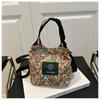 Bolso Cubo Floral para Mujer 2025 Verano Nueva Moda Retro Florido Personalizado Casual Hombro Cruzado