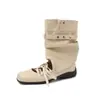 Botas frescas de encaje de moda de nicho de 3 cm de doble uso, nuevo modelo 2026, botas apilables desmontables, zapatos de corte bajo versátiles y elegantes