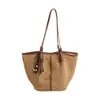Bolsa Tote de Tecido Francês Feminina 2026 Nova Moda de Verão Nicho Bolsa de Ombro Único Simples Grande Capacidade Bolsa de Praia