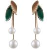Pendientes de plata S925 con diseño de hoja de perla de Corea del Sur, borla larga, nicho, temperamento ligero, de lujo, de alta gama