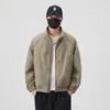 Jaqueta Nova Masculina de Gola Alta para a Primavera 2026 Simples Casual Versátil Peça Externa Tendência Cardigã Curto com Zíper