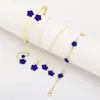 Venta Caliente Transfronteriza Pendientes/Collar/Pulsera de Flor de la Suerte de Cinco Hojas de Oro de 14K Conjunto de Joyería de Moda de Cinco Piezas