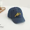 Chapéu Lavado de Jeans Novo para Crianças Outono e Primavera Estilo Coreano Bebê Desenho Animado Escavadeira Boné de Beisebol Chapéu de Aba Retrô Desgastado