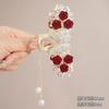Pinza de Flor Rosa Terciopelo Elegante Parte Trasera de la Cabeza Pinza para el Cabello Niñas Pinza de Tiburón Clip Metálico Accesorio para el Cabello Grande de Alta Gama