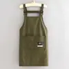 Delantal Largo Impermeable y Resistente al Aceite de Taslán Estilo Coreano Cubreol de Cocinero de Catering Cocina Casera Se Puede Personalizar con Impresión de Logo
