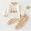 Conjunto de Bebé JQ Jingqi Primavera y Otoño Algodón Puro Ropa de Bebé Unisex Ropa para Casa Capa Base Ropa Interior Ropa y Pantalones de Otoño para Niños