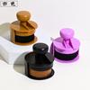 Brocha de base push-pull Yicolor portátil sello cabeza plana individual grande que no absorbe polvo brocha para maquillaje de crema BB con tapa