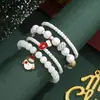 Adornos Navideños Transfronterizos Copo de Nieve Gorro Navideño Pulsera Reno Pulsera de Muñeco de Nieve con Cuentas Set de Joyería Al por Mayor