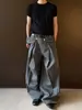 Pantalones de hombre de estilo Old Money de alta gama, a rayas plisadas, silueta en A, pierna ancha, tacto lujoso, corte holgado, caída, dobladillo curvo, largos